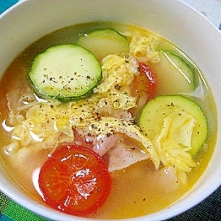 酸っぱうまい!ズッキーニの酸辣湯スープ